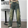 Deconstructed Design Washed Jeans For Women