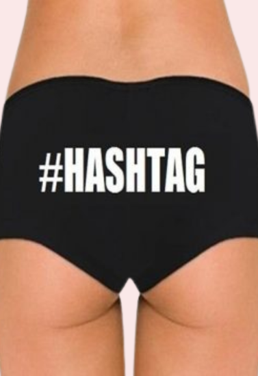 Customize Black Hashtag Cotton Boyshort Panty