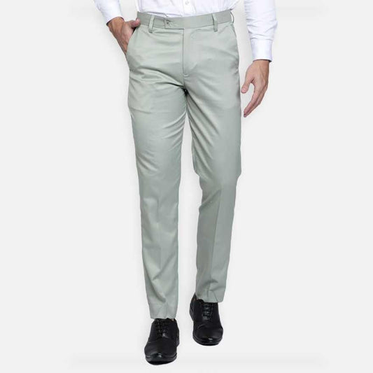 Lycra Blend Solid Regular Fit Mens Formal Trousers