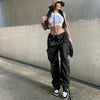 Autumn And Winter European And American Women's Clothing Tooling Straight-leg Trousers