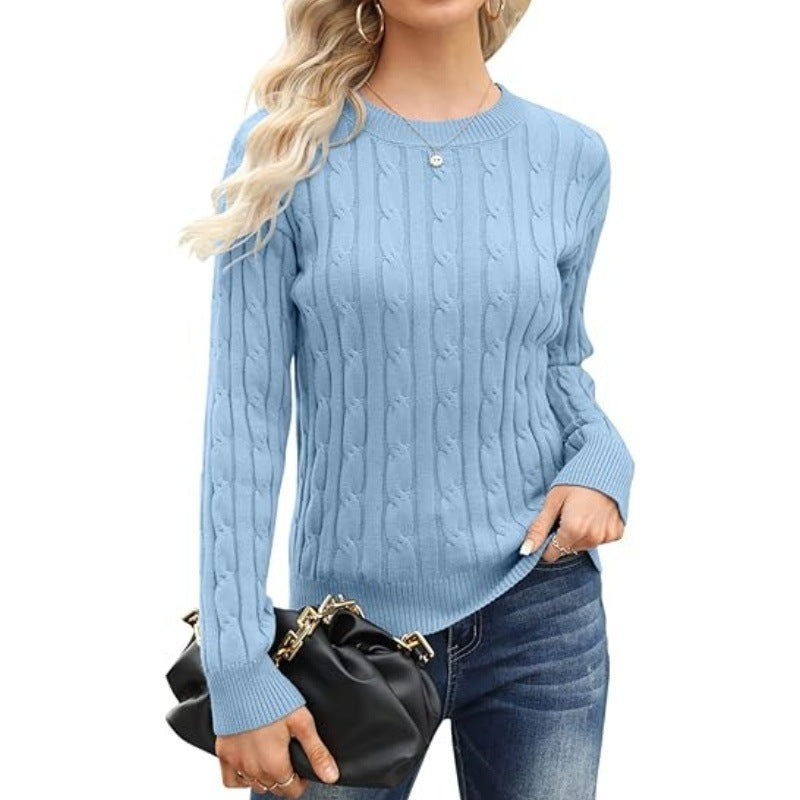 Pullover Base Long-sleeved Sweater Solid Color Round Neck Women's Sweater