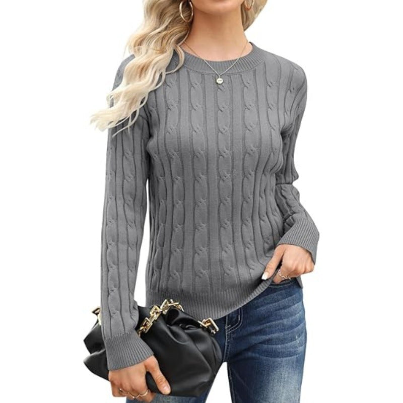 Pullover Base Long-sleeved Sweater Solid Color Round Neck Women's Sweater