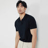 Lightly Mature Men's Lapel Knitted Polo Shirt Solid Color Short Sleeve