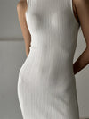 Knitted Turtleneck Sleeveless Midi Dress Elegant French Dress