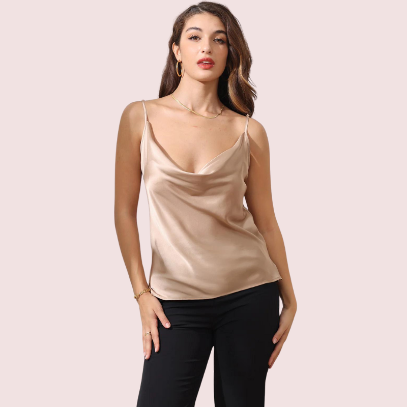 Stylish Cowl Neck Silk Camisole Tank Top