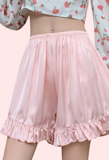 Women Ruffles Satin Faux Silk French Underwear