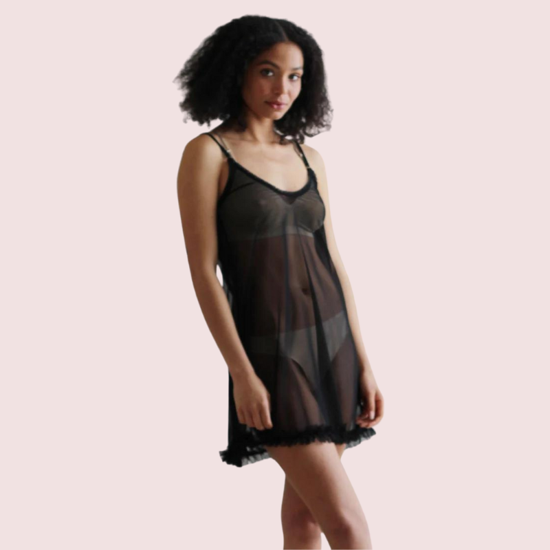 Plus Size Transparent Black Chemise