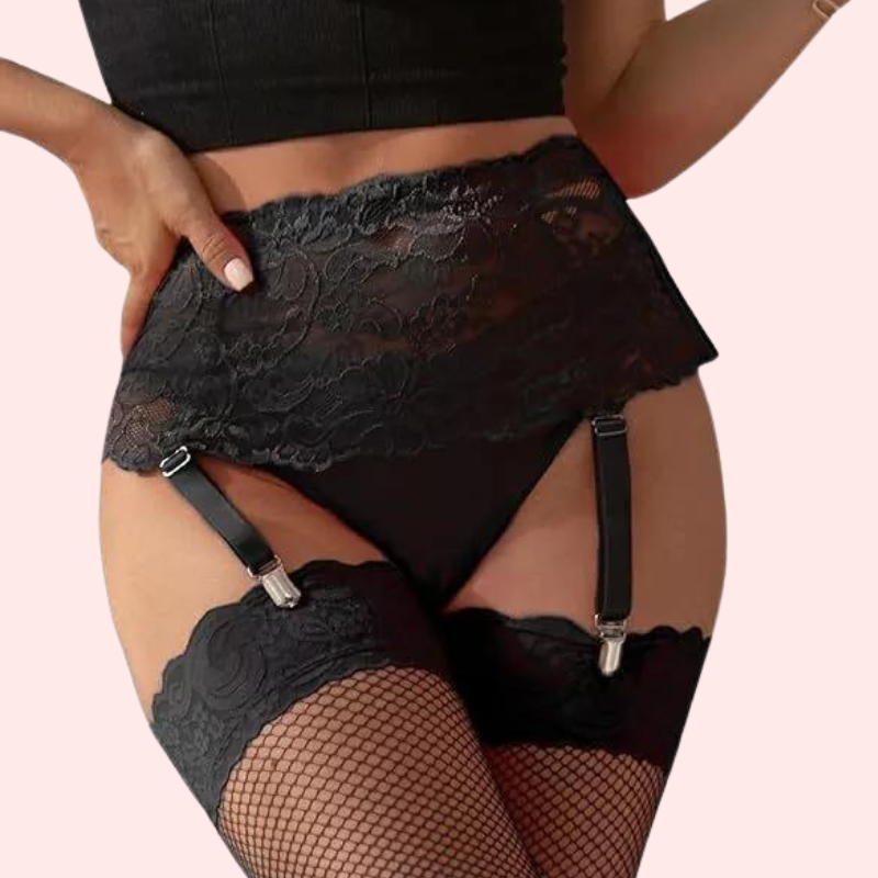 French Daina Elegance Black Garter Belt