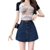 Fashion Denim Hip-wrapped Short Skirt For Women