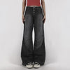 American-style Retro Breasted Wide-leg Denim Trousers