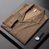 High-grade Cuban Collar Pleated Shirt Men's Long Sleeve