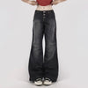 American-style Retro Breasted Wide-leg Denim Trousers