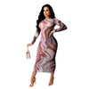 Women's See-through Printed Long-sleeved Dress