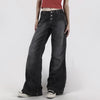 American-style Retro Breasted Wide-leg Denim Trousers