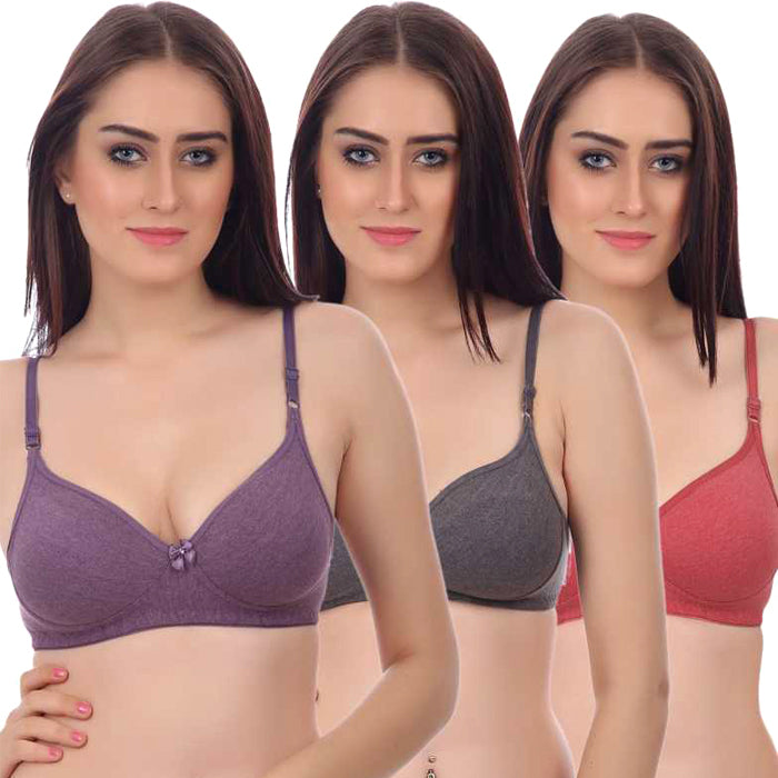 Soft & Cozy Cotton Bra-Pk Of 3