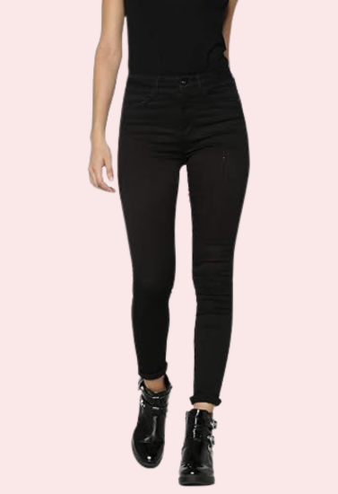 Women's Classic High Waist Royal Black Skinny Jeans