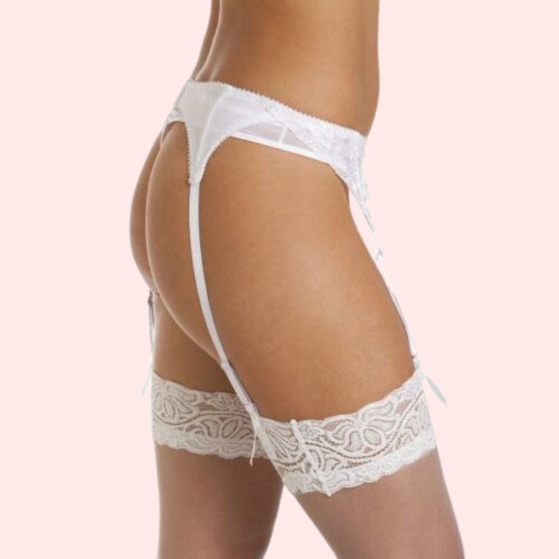 Silky White Lace Garter Belt for Women