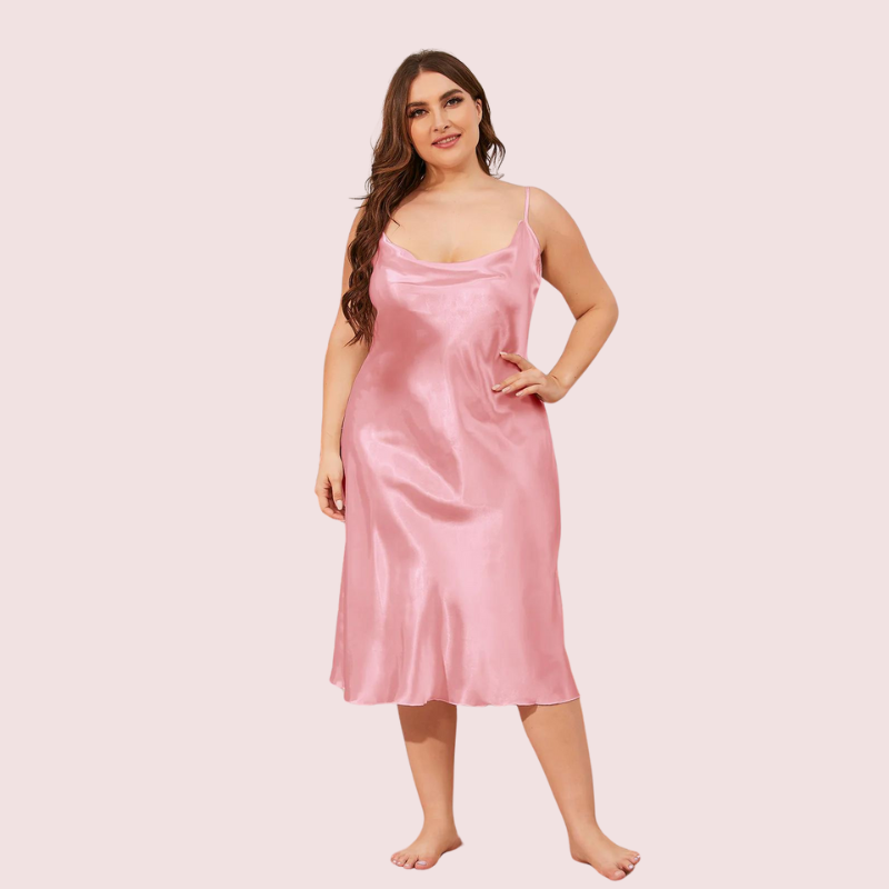 Solid Satin Slip Dress for 4XL 5XL Women