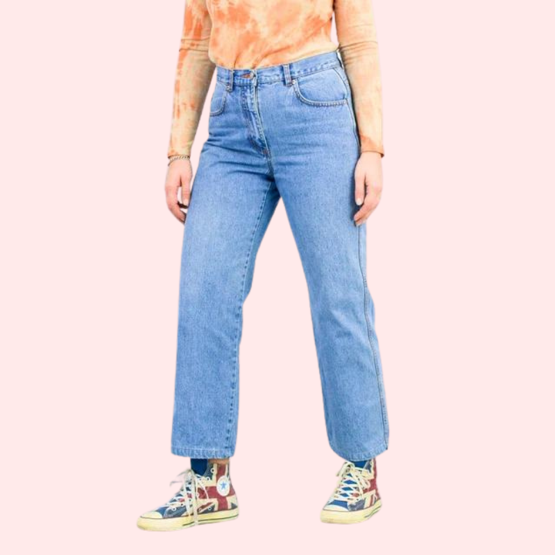 Classic 90s Boyfriend Blue Denim Wide Leg Jeans