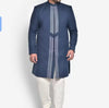 Sherwani set, men's blue & off white solid