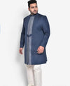 Sherwani set, men's blue & off white solid