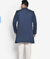 Sherwani set, men's blue & off white solid