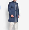 Sherwani set, men's blue & off white solid