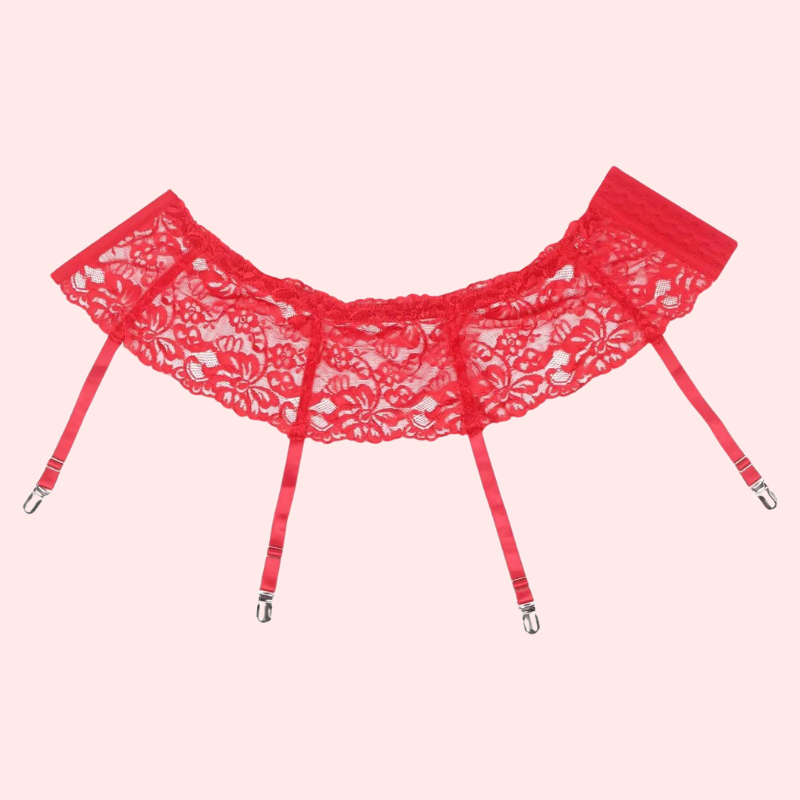 Elegant French Daina Red Lace Garter Belt