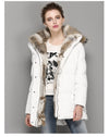 High-end Rabbit Fur Eiderdown Outerwear Mid-length Padded Coat Women