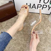 Transparent Sandals Women's Mid-heel Chunky Heel Crystal High Heels