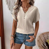 Comfort And Casual Solid Color V-neck Short Sleeve T-shirt