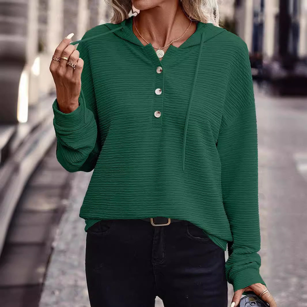 Solid Color Casual Drop-shoulder Long-sleeve Top