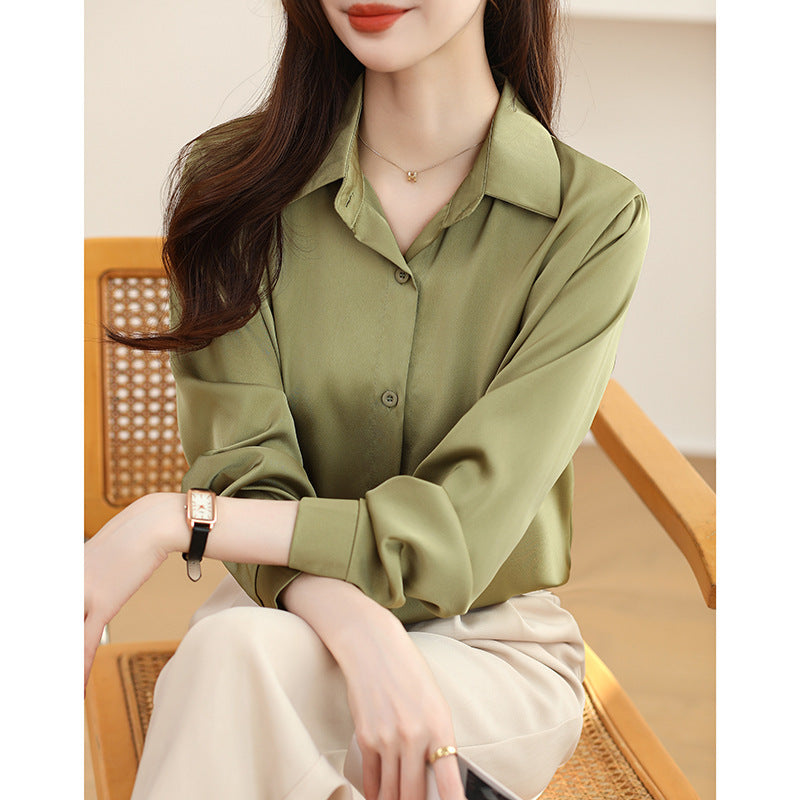 High-grade Non-ironing Anti-wrinkle Shirt Women's Solid Color Acetate Shirt