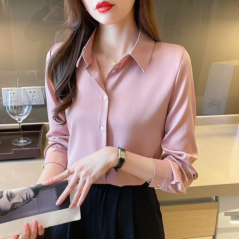 High-grade Non-ironing Anti-wrinkle Shirt Women's Solid Color Acetate Shirt