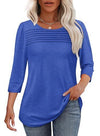 European And American Ladies Autumn And Winter Round Neck Three-quarter Sleeve Chest Tuck Line Peplum Top