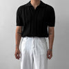 Hollow Mesh Texture Knitted Short-sleeved Polo Shirt T-shirt