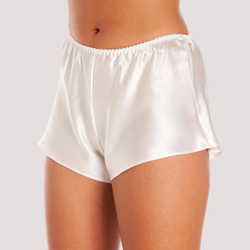 French Elegance Knickers in White Silk Satin