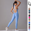 Solid Beauty-back Long Pants Jumpsuit Yoga Fitness Running Dance Slim Bodysuit Women Sports Clothing