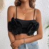 Elastic Roll Flower Sexy Black Camisole