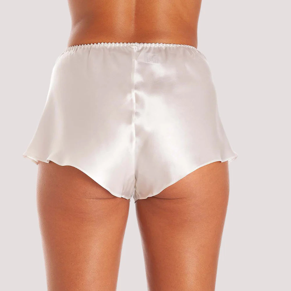 French Elegance Knickers in White Silk Satin