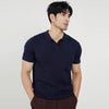 Lightly Mature Men's Lapel Knitted Polo Shirt Solid Color Short Sleeve