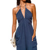Back Lace-up Wide Leg Beam Foot Length Jumpsuit
