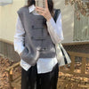 Retro Solid Color Loose And Irregular Sleeveless knitted vest