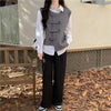 Retro Solid Color Loose And Irregular Sleeveless knitted vest