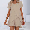 Women's 2-Piece Summer Lounge Set, Casual Short Sleeve Top And Shorts Matching Outfit