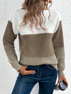Pullover Knitted Sweater Fashion Round Neck Splicing Knitwear Loose Top Women's Clothing