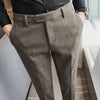 Thickened, Sanded Fabric Korean Men's Slim-fitting Small Straight Pants