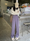 Casual High Waist Drooping Suit Mopping Purple Pants