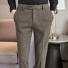 Thickened, Sanded Fabric Korean Men's Slim-fitting Small Straight Pants