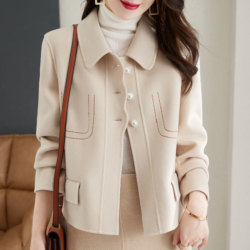 Temperament Pure Color Small Woolen Coat For Women